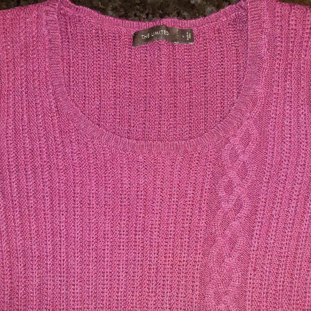 Cranberry Red Open-Weave Light-Weight Sweater * The Limited * Sz L *